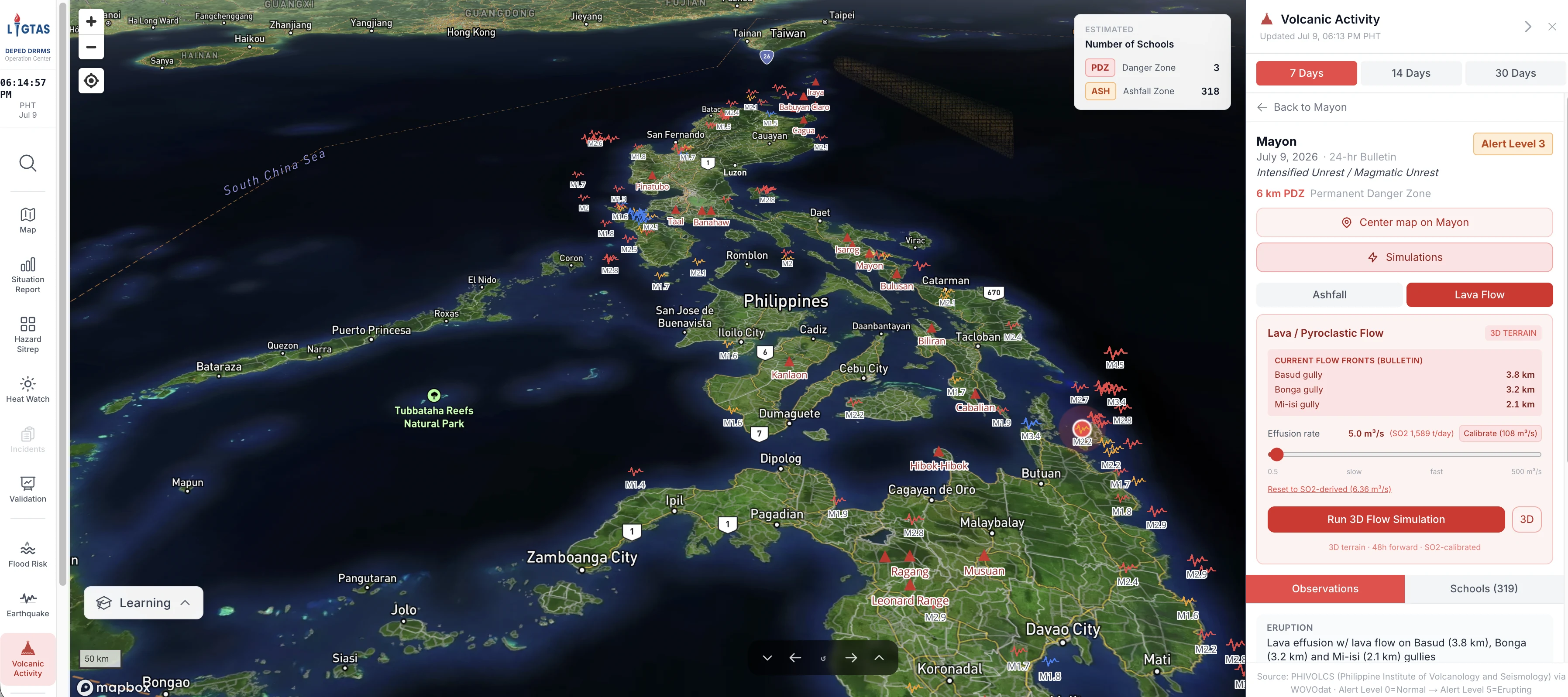 LIGTAS+ hazard forecasting dashboard for schools
